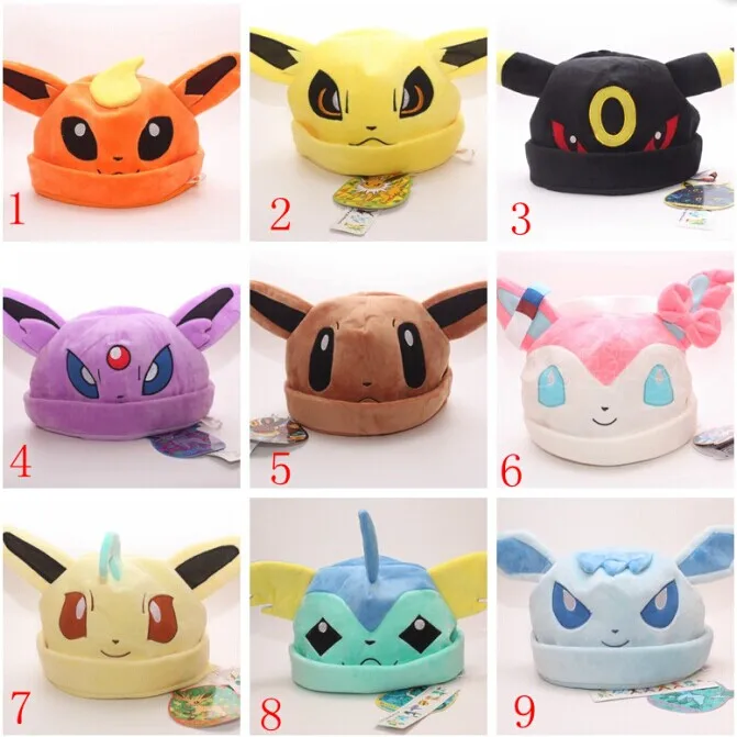 9 видов стилей Sylveon Umbreon Eevee Espeon Jolteon Vaporeon Flareon Glaceon Leafeon плюшевая шляпа, головной убор, мягкие плюшевые игрушки