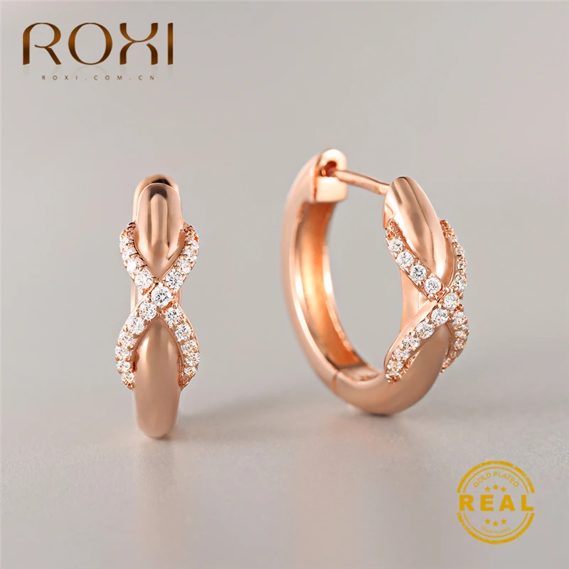 ROXI, очаровательный австрийский хрусталь, серьги-кольца, бесконечность, стразы, круглый круг, серьги для женщин, модное ювелирное изделие, свадебные серьги