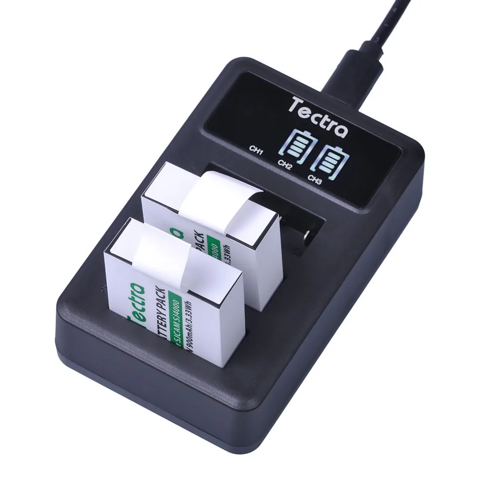 2 шт. Аккумулятор для экшн камеры + светодиодный USB 3 слота зарядного устройства AKASO