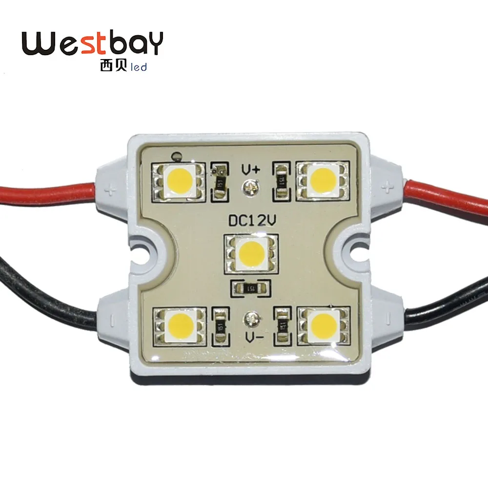 White LED Module Светодиодный модуль DC 12 V 4 красные огни 5 белый 37 мм* 47 мм огни предупреждающие наклейки 10 шт./компл - Цвет: White LED Module