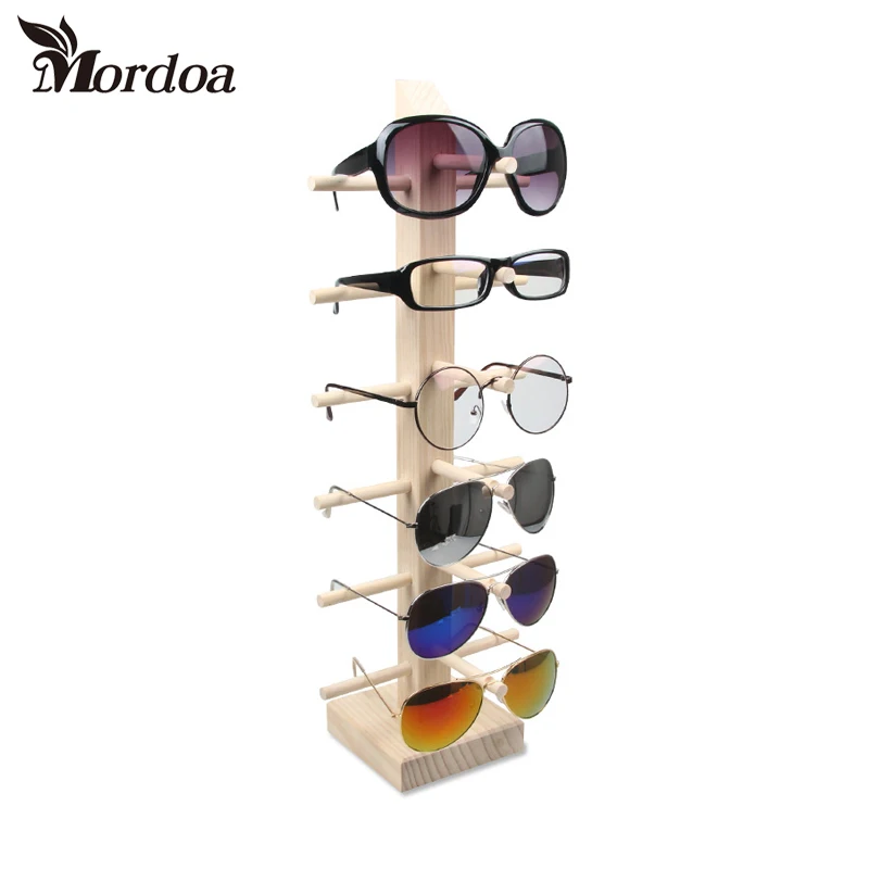 

2017 Eyeglass Sunglass Rack Storage Shelf Wood Hang Jewelry Display Wooden Handmade Detachable 6 layer 6 pairs of Glases