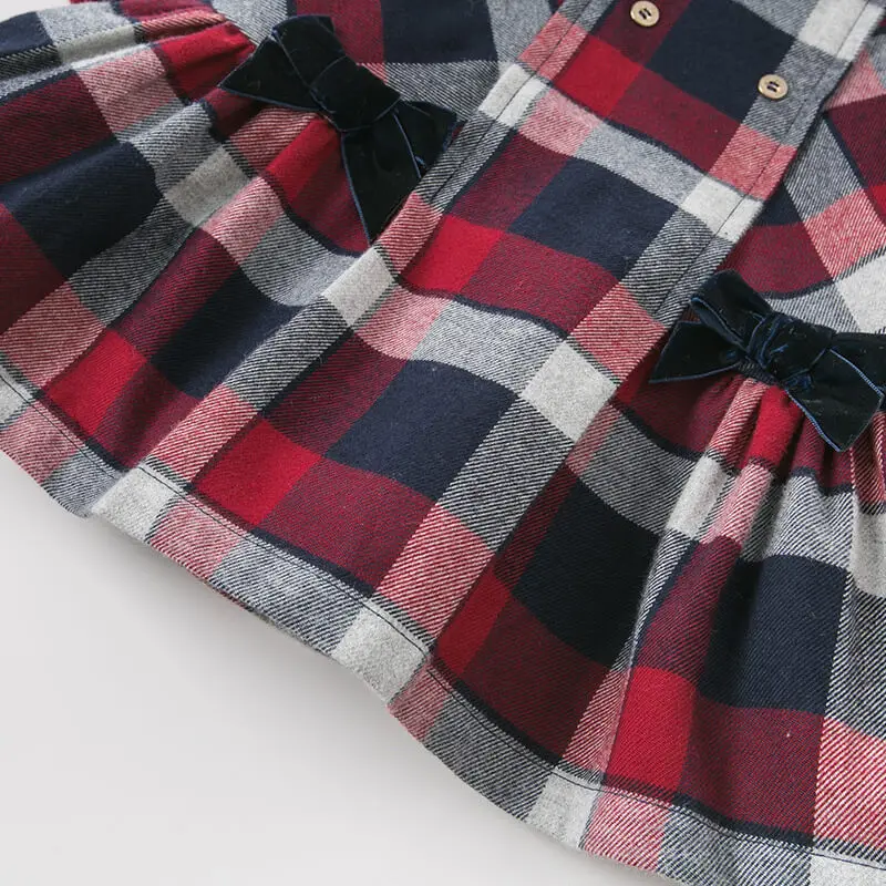 Dave bella autumn infant baby girl's fashion plaid dress kids birthday party toddler children clothes DBA7953 | Детская одежда и