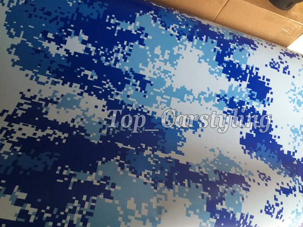 Цифровая синяя камуфляжная Виниловая наклейка для автомобиля военная пленка