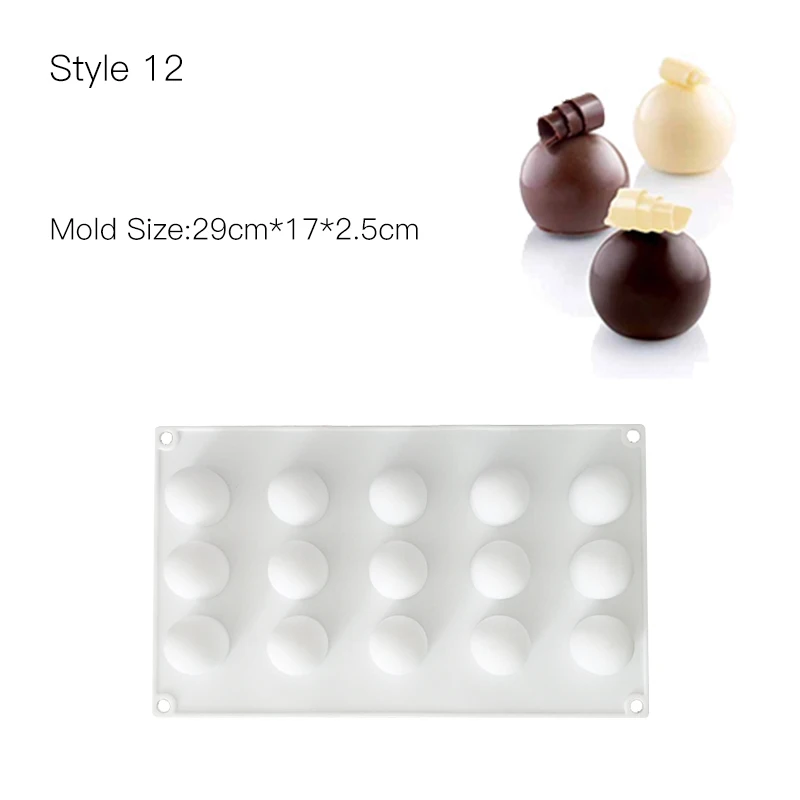 Style 12 3D для украшения торта прессформы силиконовые формы для выпечки инструменты Сердце Круглый пирожными шоколадом и брауни мусс сделать десерт Пан - Цвет: Style 12