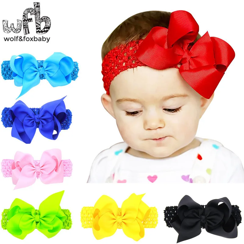 

Retail headband solid color bowknot elastic hair band fashion hair accessories baby infant Kids children