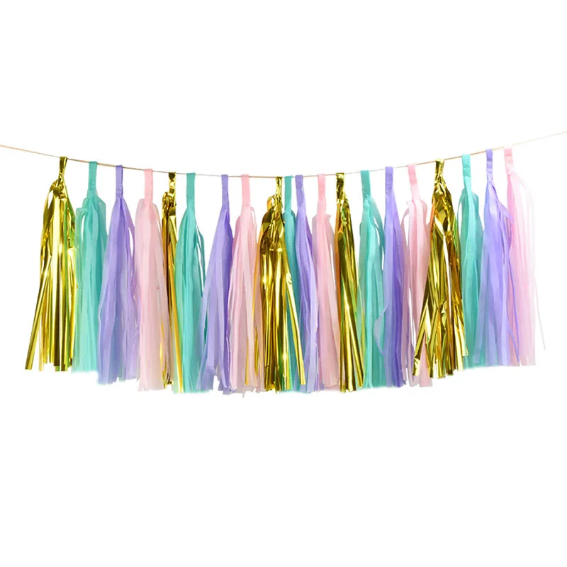 20pcs style1 1 компл. Смешанные DIY папиросная бумага кисточка Гирлянда для Свадьбы Дети Единорог День Рождения украшения детский душ сувениры Поставки - Цвет: 20pcs style1