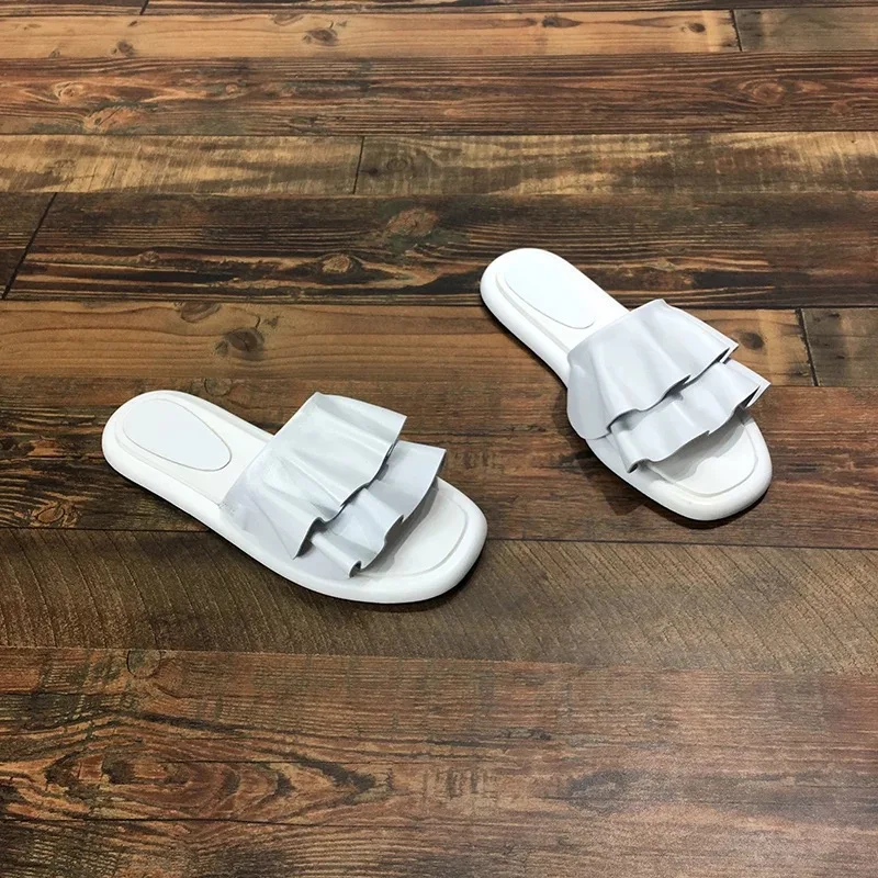 Stkehidba/женские тапочки из натуральной кожи модная обувь на плоской подошве летние