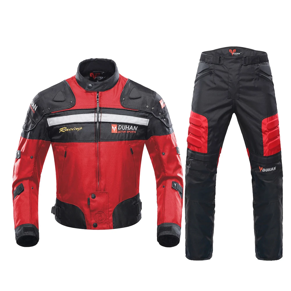 Red One Set DUHAN, мотоциклетная куртка, Мужская куртка для мотокросса, мотоциклетная защита, мотоциклетная куртка, набор для езды, ветрозащитная Защитная Экипировка - Цвет: Red One Set