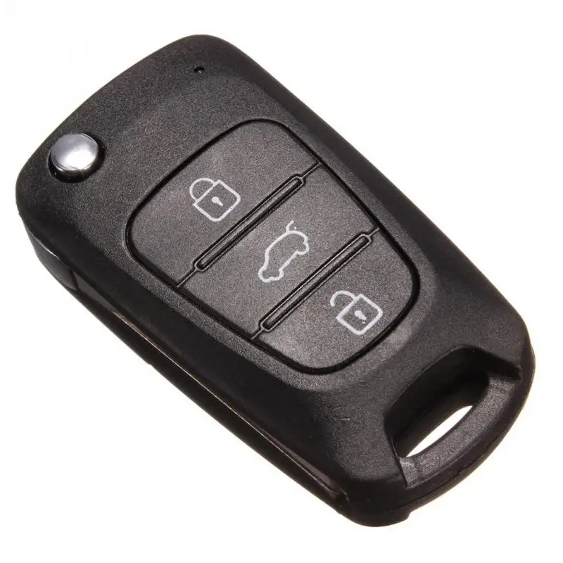 Button Remote Key Case High Quality ABS Durable Flip Folding 3 Fob Shell Uncut Blade For HYUNDAI i20 i30 56 x 30 x 15mm Black