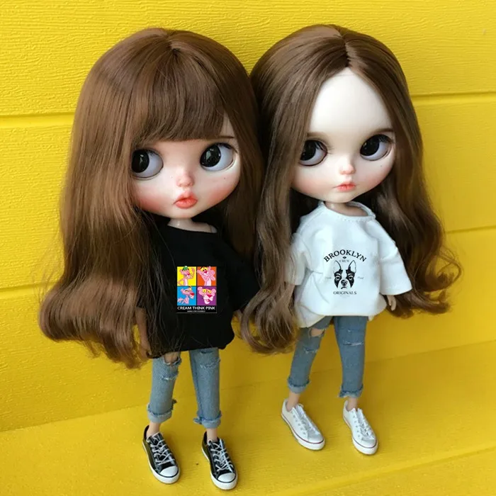 1/6 blyth doll clothes Accessories Fashion carton T-shirt + jeans for barbie 30cm accessories | Игрушки и хобби