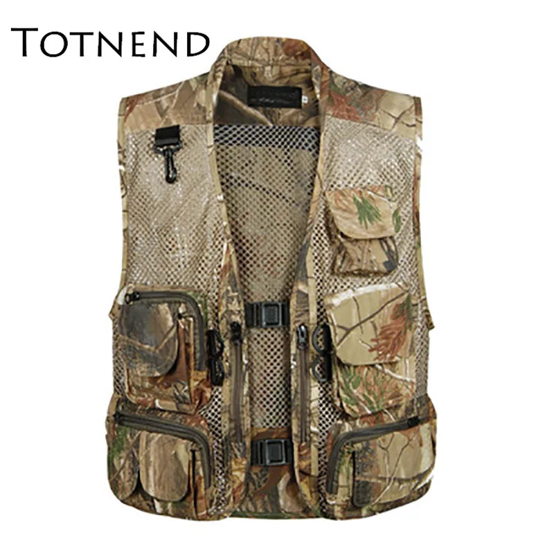 

Уличный Камуфляжный рыболовный жилет с сеткой для мужчин, летняя тонкая секция с несколькими карманами, быстросохнущая рыболовная куртка, ...