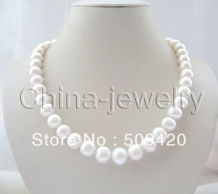 ~ Бесплатная Доставка&gt&gt Красивая 18 &quot12-14 мм белый круглый пресной воды