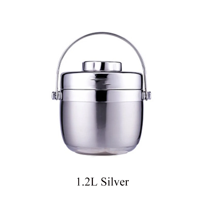 1.2L Silver Thermos Unibird из нержавеющей стали Ланч-бокс термо для детей двухслойный пищевой термос контейнер с ложкой палочки для еды термо-бокс Bento - Цвет: 1.2L Silver Thermos