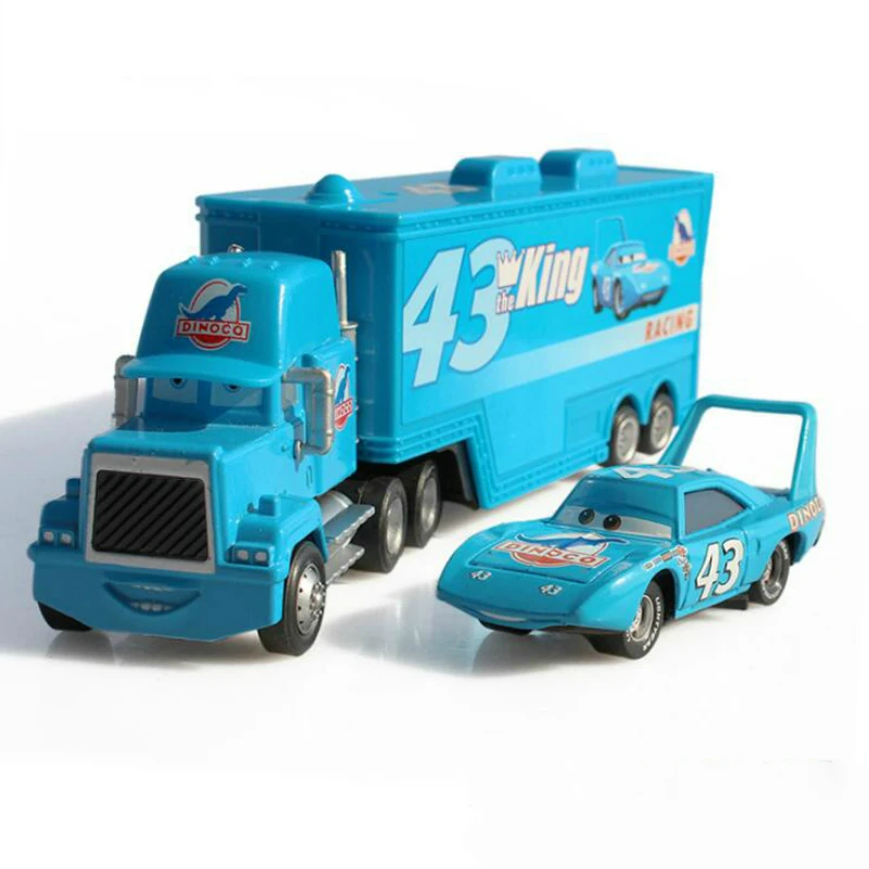 43 truck with car Disney Pixar Cars 2 3 Jackson Storm Mack Uncle Truck 1:55 литая молния McQueen модели игрушечных автомобилей детский подарок на день рождения - Цвет: 43 truck with car