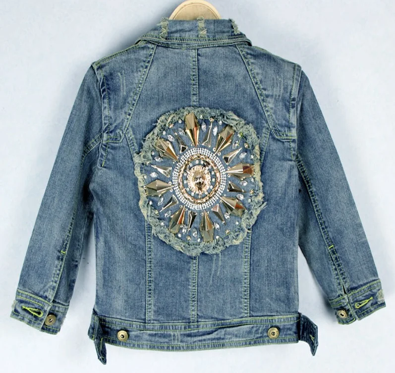 Новинка модные женские джинсы со звездами в стиле панк с шипами поднятыми