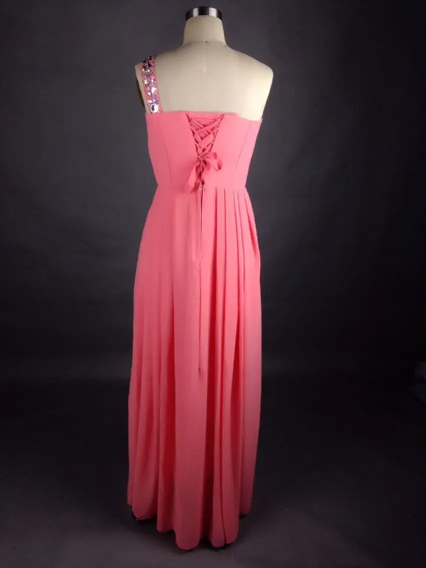 Long Prom Dresses 2016 More Colors Waist With Flower Beading Lange Ballkleider Red Blue Pink One Shoulder Gown for Women |