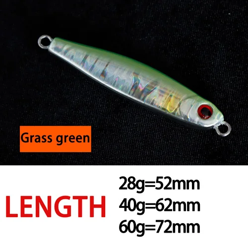 Jig -Grass green Новинка, 60 г, 40 г, 28 г, металлическая литая джиг-ложка для ловли рыбы, свинцовая приманка для рыбной ловли, морской окунь, искусственная приманка, Снасть - Цвет: Jig -Grass green