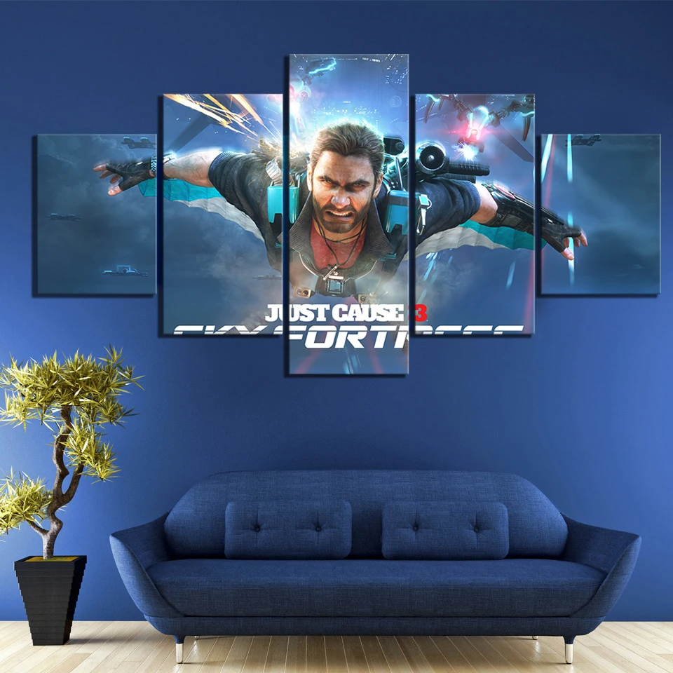 5 шт. видеоигра Just Причина 3 Sky крепость плакат HD настенные картины Рико Родригес