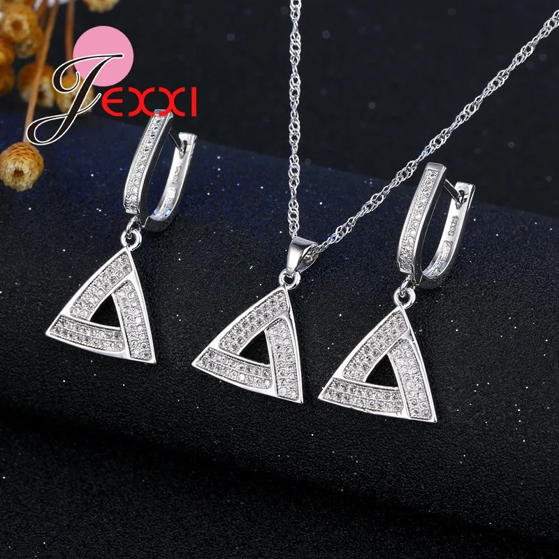 Новое поступление треугольное ожерелье с подвеской серьги Модный женский