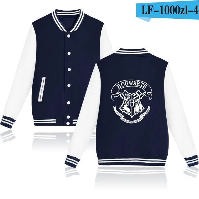 navy blue and white Бейсбольная куртка Хогвартс, мужское/женское пальто, Зимняя мода, толстовки, толстовка, теплая, хип-хоп, для колледжа, женские куртки, одежда - Цвет: navy blue and white