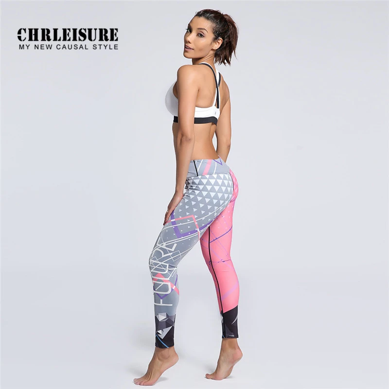 Женские спортивные Леггинсы CHRLEISURE с рисунком и надписью штаны для йоги женская