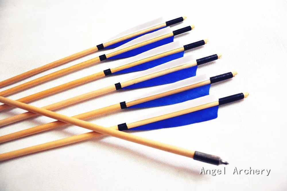 Бесплатная доставка 6 шт. деревянные стрелы для лука традиционные индейки перо