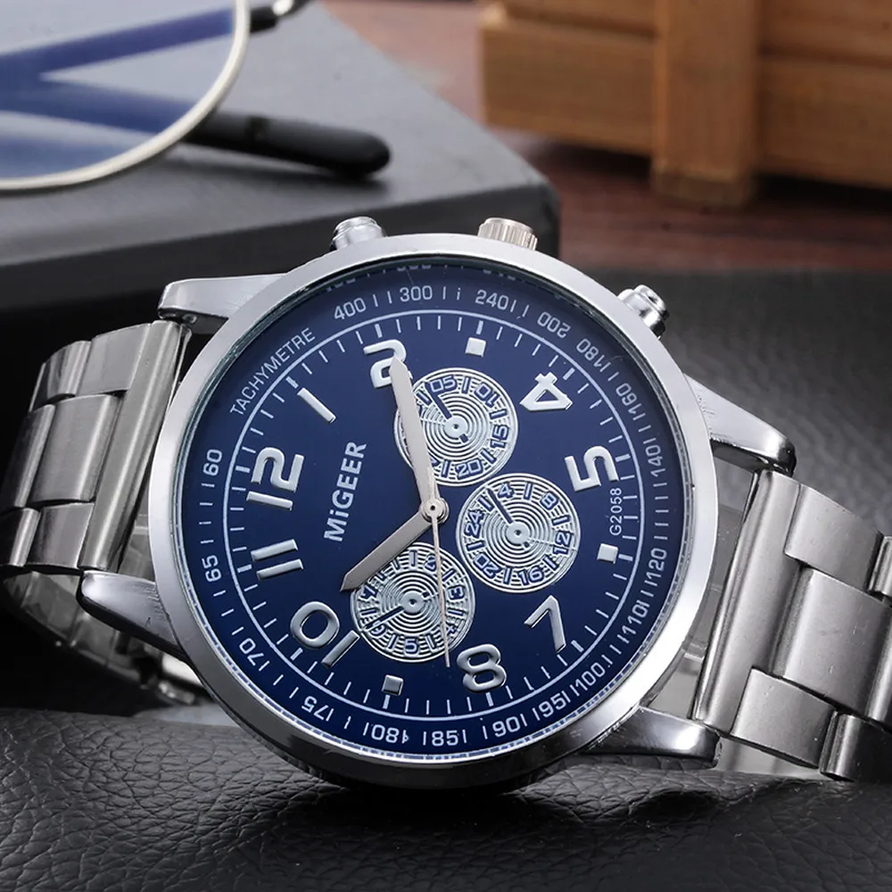 

Man Wrist Watch Fashion Crystal Stainless Steel Analog Quartz Watches Mens 2021 Watch Man relogios masculinos
