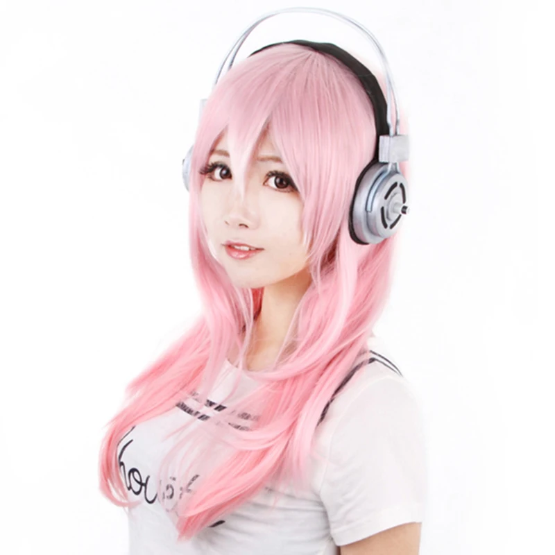 Супер Sonico Supersonico 60 см Длинные розовые волосы Омбре термостойкие косплей костюм парик+ игрушка гарнитура
