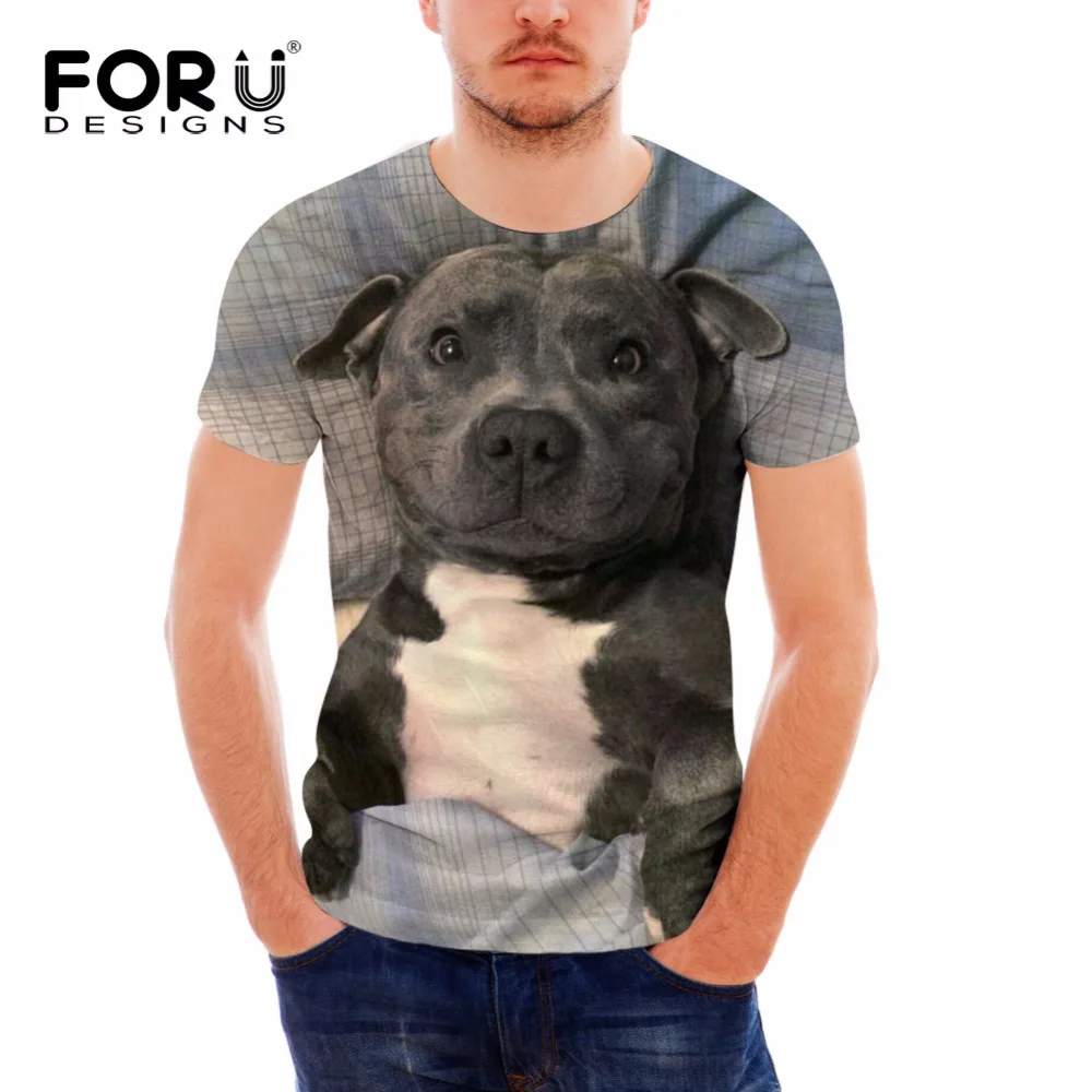 FORUDESIGNS футболка с принтом животных собаки Мужская рисунком Бостон терьера для
