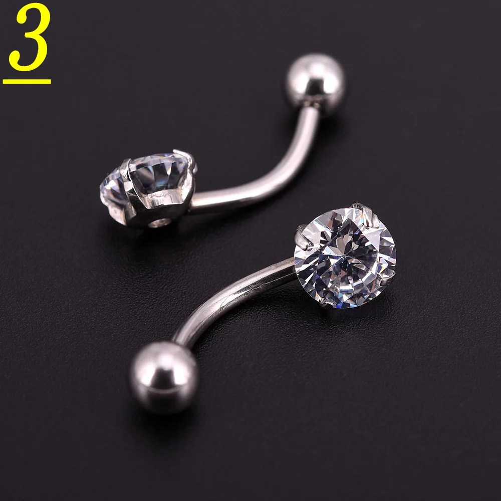 1 шт. Серебряный пирсинг для тела круглый Циркон кубический бар штанга мяч пупка