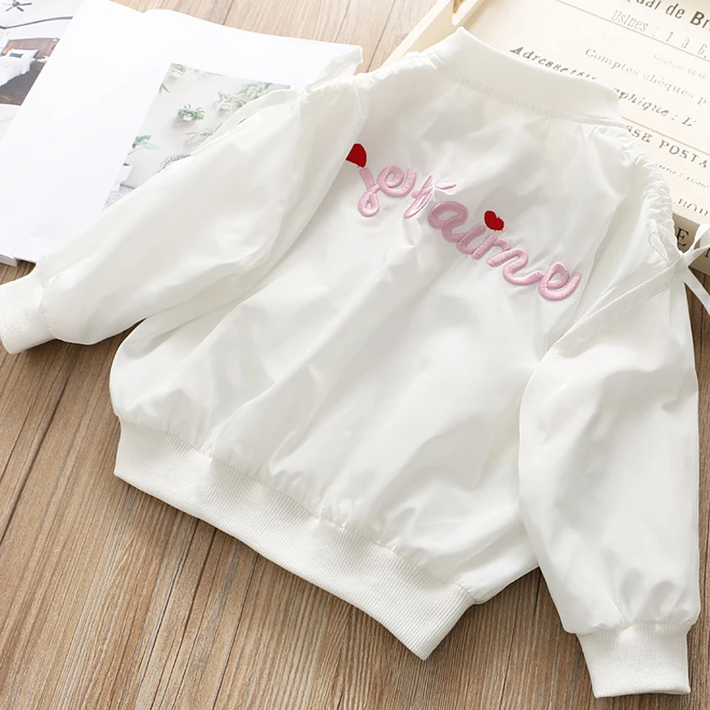 Girls Jacket 2019 Spring New Children's Clothing Fashion Letter Embroidery Stand Collar Long-Sleeved Zipper Trend | Детская одежда