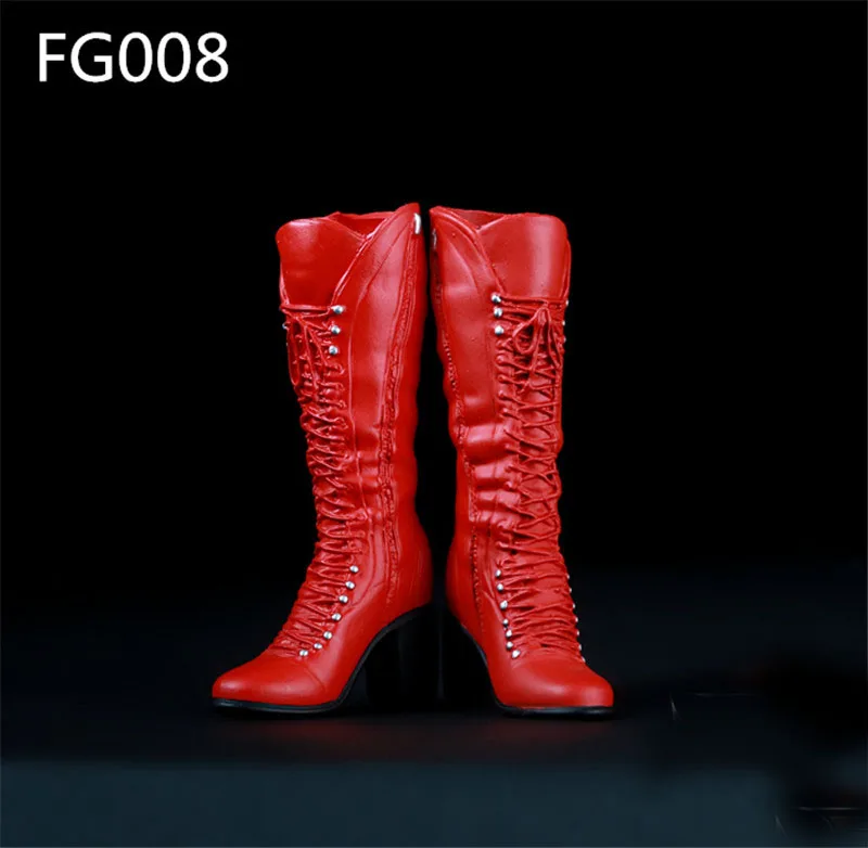 Женские ботинки на ножках Mnotht красные с клей PH FG008 l30 1/6|1/6 boots|1/6 femalebody 1/6 |
