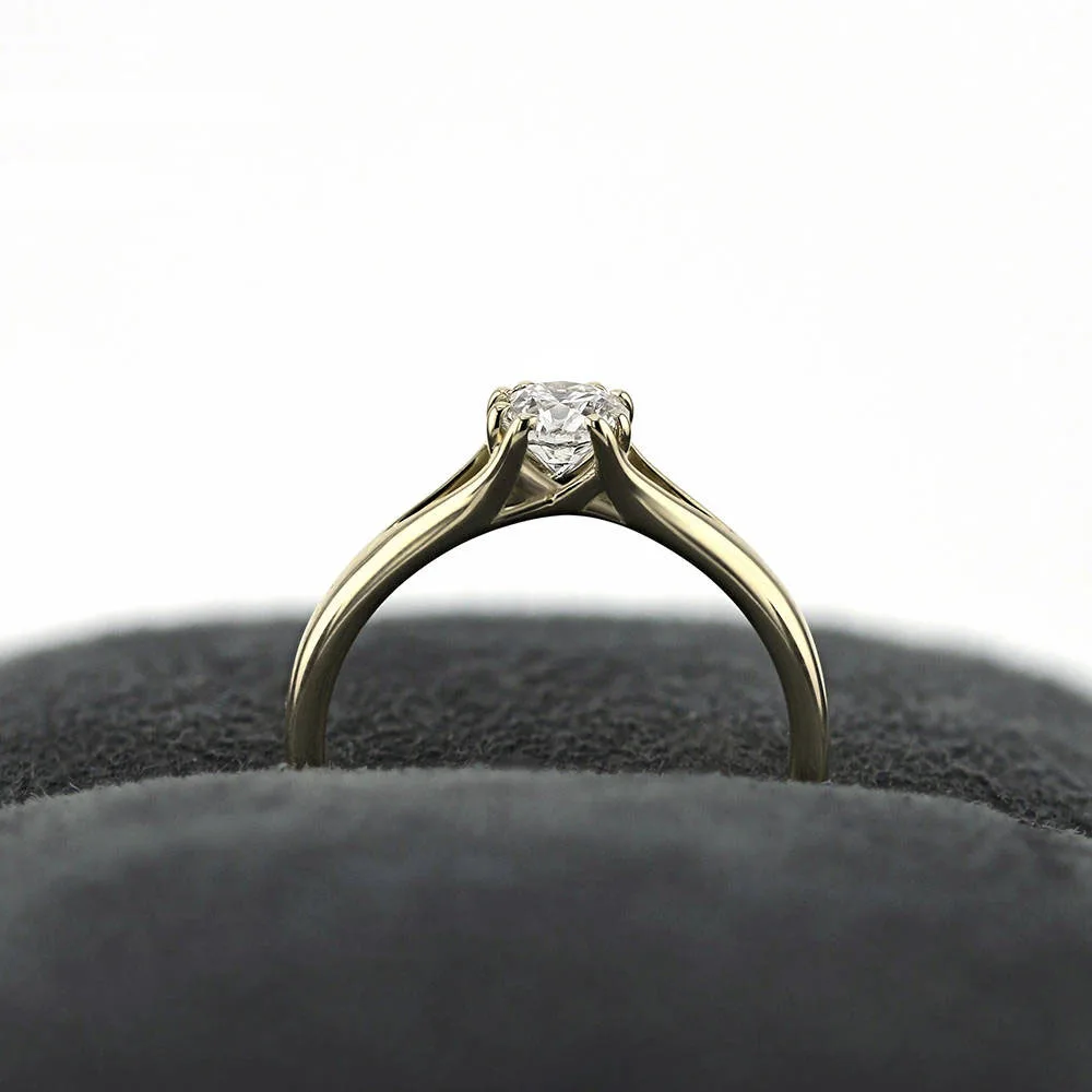 0.4ct 4 5 мм круглый разрезанный Муассанит кольцо 14 K массивная желтая золотая