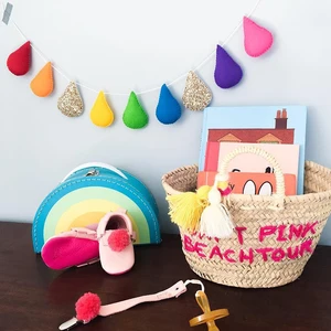 Скандинавский декор для детской комнаты, фетровая гирлянда в виде капли дождя, Настенный декор для детской комнаты, фетровая гирлянда ручной работы 100%, декор для детской комнаты