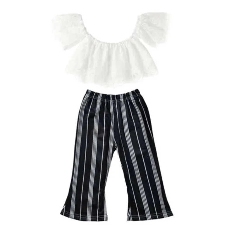 Детская одежда для маленьких девочек белый кружевной пуловер с круглым вырезом и