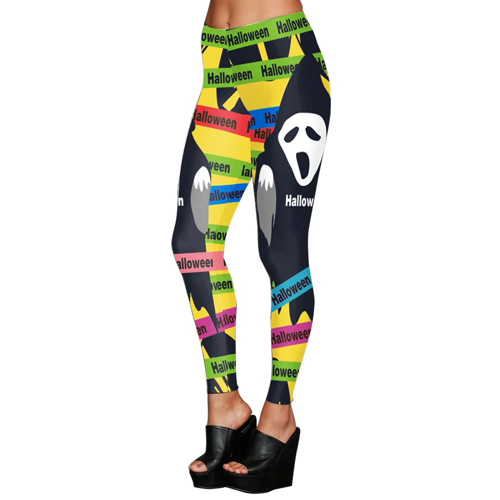 Женский костюм на Хэллоуин леггинсы с забавным 3d принтом Призрака и дьявола
