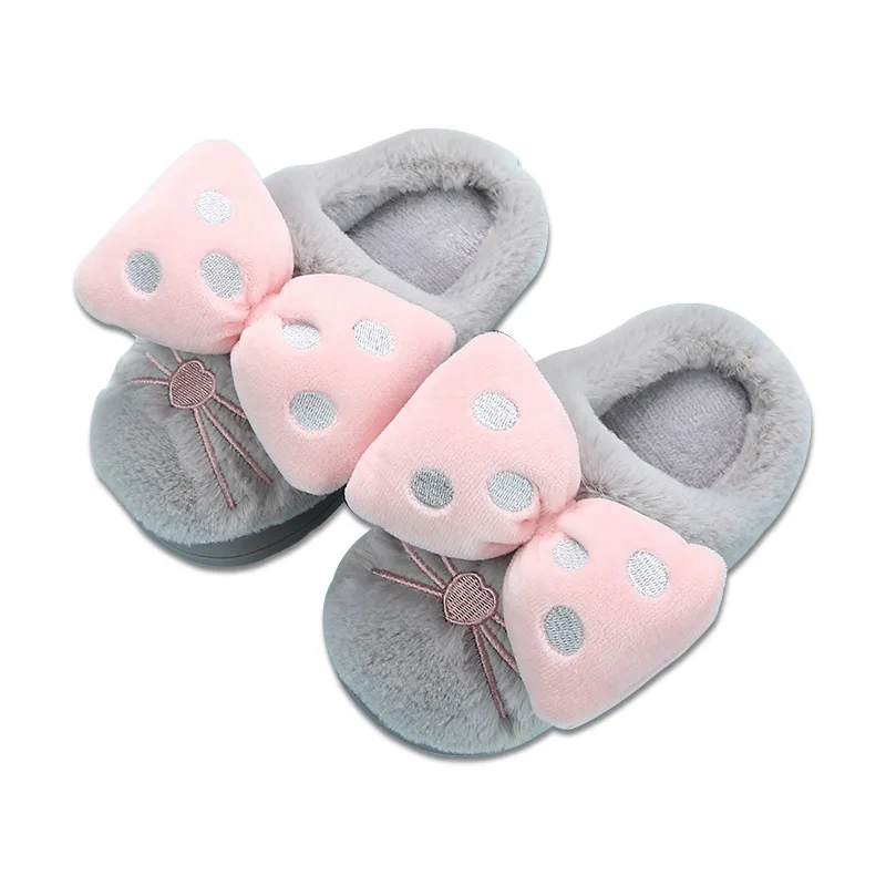 

children cotton slippers female parents winter slippers mother daughter warm cartoon baby indoor fur slippers timber land shoes