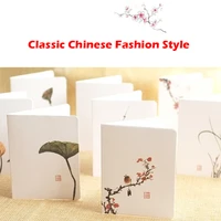 5pcs beautiful classic chinese fashion style greeting cards fresh folder blessing cards festival gifts simple paper cardenvelop