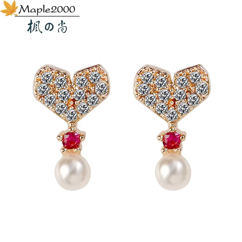 Maple2000 новые серьги с кристаллами в форме сердца жемчужные кулоном милые мини