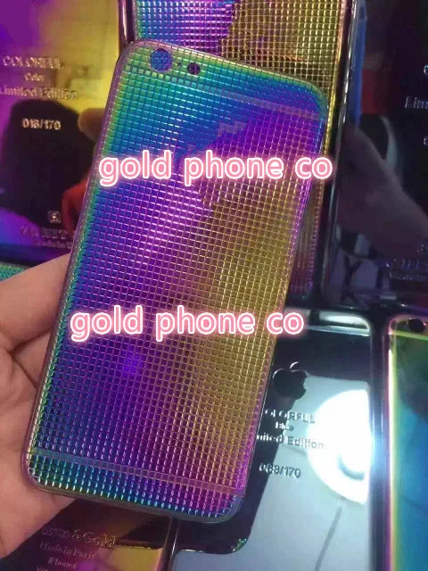 Средняя рамка Задняя Дверь Корпус для iphone 6 24k Настоящая Радуга цветные шасси задняя крышка корпус с узором Дизайн