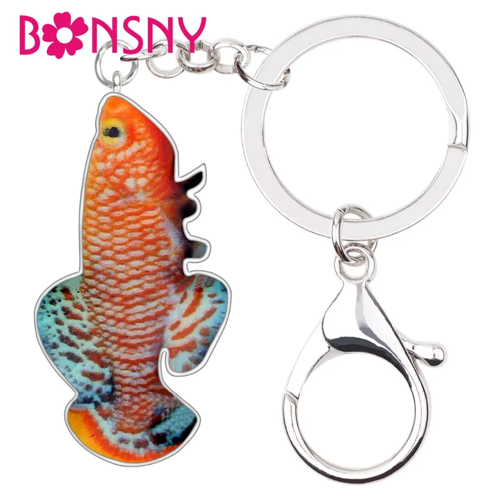 Bonsny эмалированный сплав Killifish notobranchiidae брелоки цепочки для ключей морские