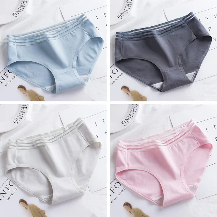4PCS-030-1 4 шт./лот, хлопковые трусики, женское нижнее белье, сексуальные трусы, плюс размер, L-XXL, кружевные трусы, бесшовные, милые, мягкие, комфортные, для девушек, нижнее белье - Цвет: 4PCS-030-1