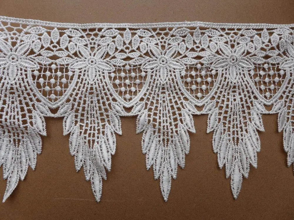 2 ярдов винтажная кружевная отделка в виде листьев перьев белая вышивка тканей