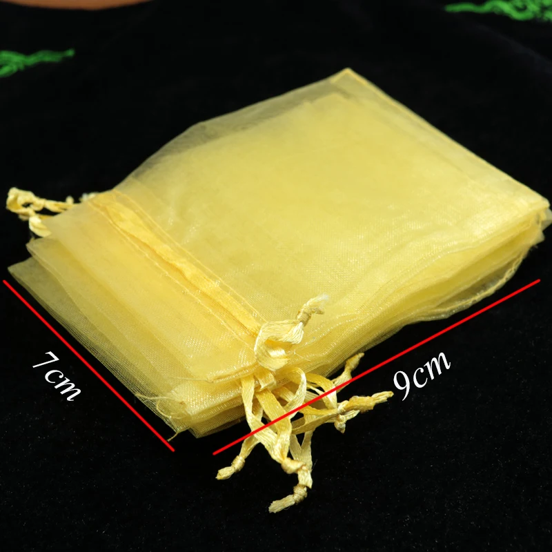Wholesale 100pcs/lot Gold Organza Bag 7x9cm Small Wedding Favors Charms Jewelry Packaging Pouches Nice Drawstring Gift Bags | Украшения и