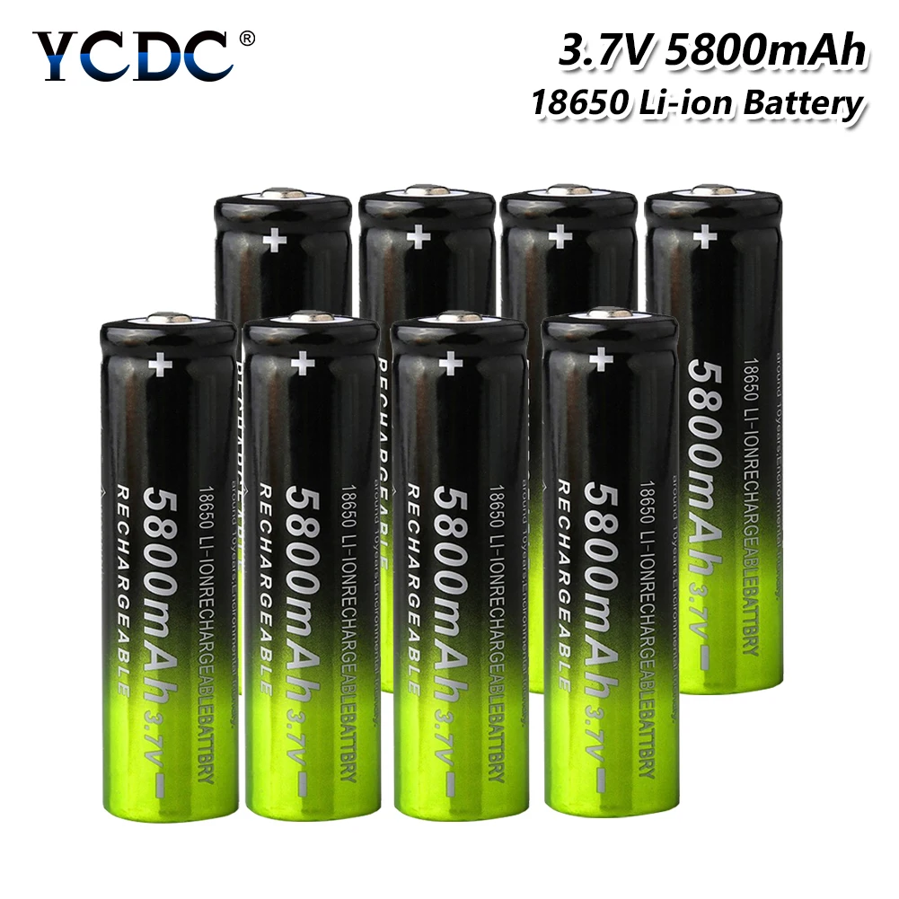 1/2/4/6 шт. SKYWOLFEYE 18650 Батарея 3,7 V 5800 мА/ч, литий зарядки Перезаряжаемые батарейки литий-ионный аккумулятор для фонарика зеленый+ черный