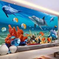 custom 3d mural wallpaper for kids underwater dolphin fish wall paper aquarium wall background room decor kids bedding room