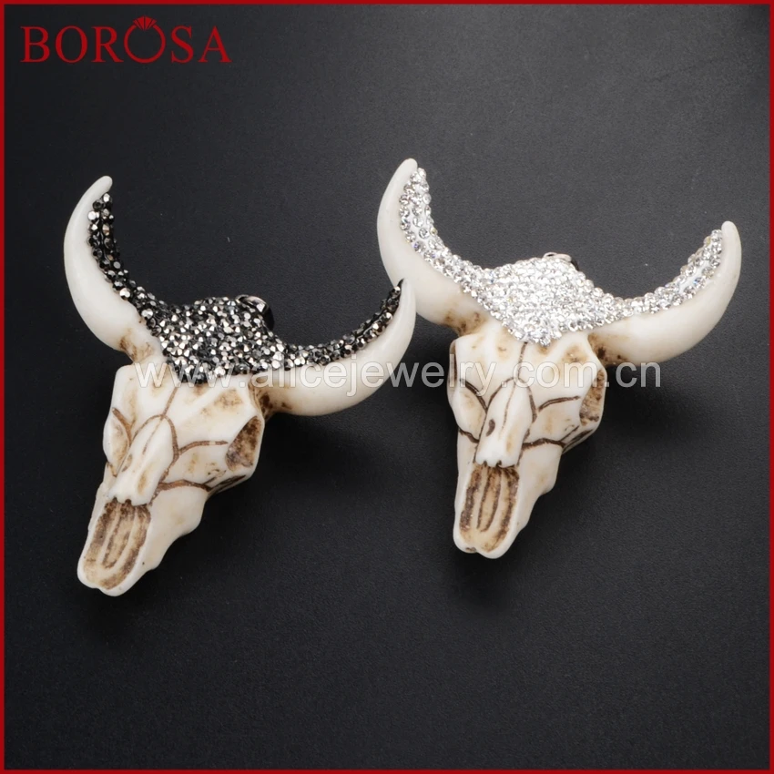 Подвески BOROSA Longhorn из смолы в виде рога с черным/белым цирконом | Украшения и