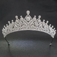 classic cz cubic zirconia flower wedding bridal silver tiara diadem crown women girl prom party hair jewelry accessories s00022