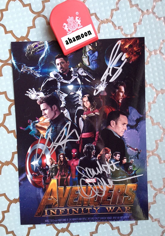 Ручная подписка Chris hemsworth Scarlett Johansson фото с автографом автографы Мстители 5*7 052018B
