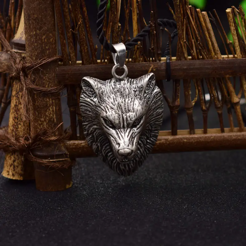 SanLan 12 шт. оптовая продажа норвежский викинг фигурка 3D голова Волка кулон животное